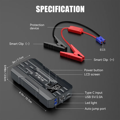 BIUBLE Car Jump Starter 3000A Peak 25000mAh 12V Auto Booster Battery Charger Jumper Box Power Bank Car Battery Starter