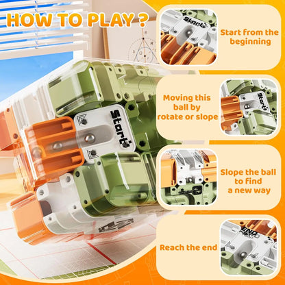 3D Labyrinth Puzzles Maze Cube Puzzle Gravity Three-Dimensional Brain Teaser Ball for Stress Relief Game Gift for Adults Teens