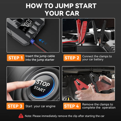 BIUBLE Car Jump Starter 3000A Peak 25000mAh 12V Auto Booster Battery Charger Jumper Box Power Bank Car Battery Starter