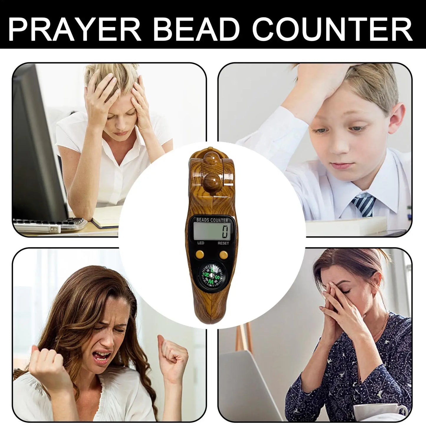 Digital Beads Counter With Compass Handheld Electronic Digital Counter Prayer Manual Counting Ball Counter Hand Tool