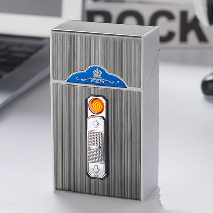 TitanGlow Metal USB Charging Lighter Case (Holds 20 Cigarette)