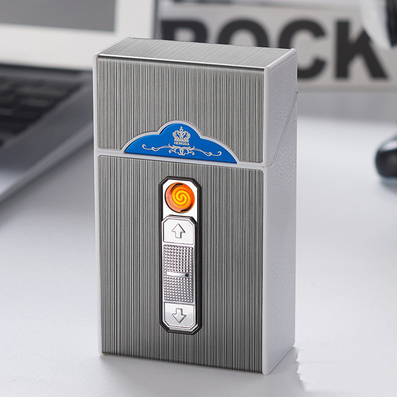 TitanGlow Metal USB Charging Lighter Case (Holds 20 Cigarette)