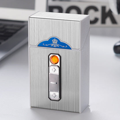 TitanGlow Metal USB Charging Lighter Case (Holds 20 Cigarette)