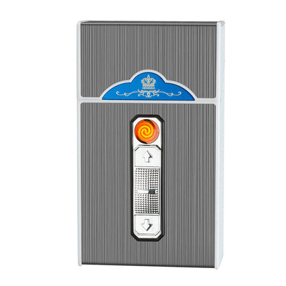 TitanGlow Metal USB Charging Lighter Case (Holds 20 Cigarette)