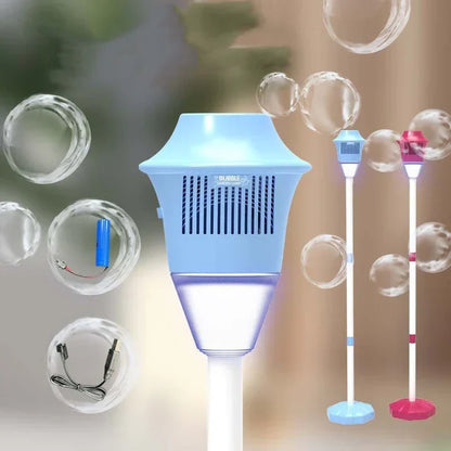 Automatic Handheld Bubble Machine for Kids, Bubble Maker Spring Summer Toys with Lights, Outdoor Rechargeable Blower Best Easter Gift for Children